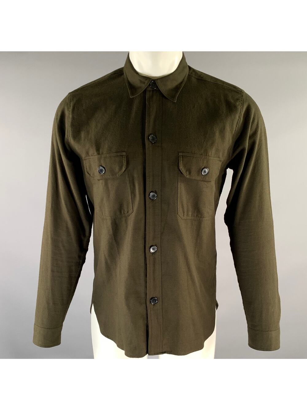 SANDRO Size M Green Olive Cotton Button Up Long Sleeve Shirt